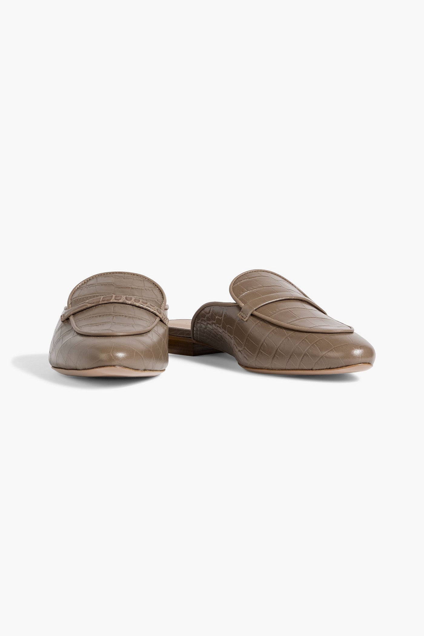 Malone Souliers Berto Croc-Effect Leather Slippers Taupe Women's