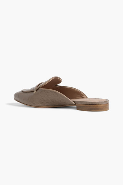 Malone Souliers Berto Croc-Effect Leather Slippers Taupe Women's