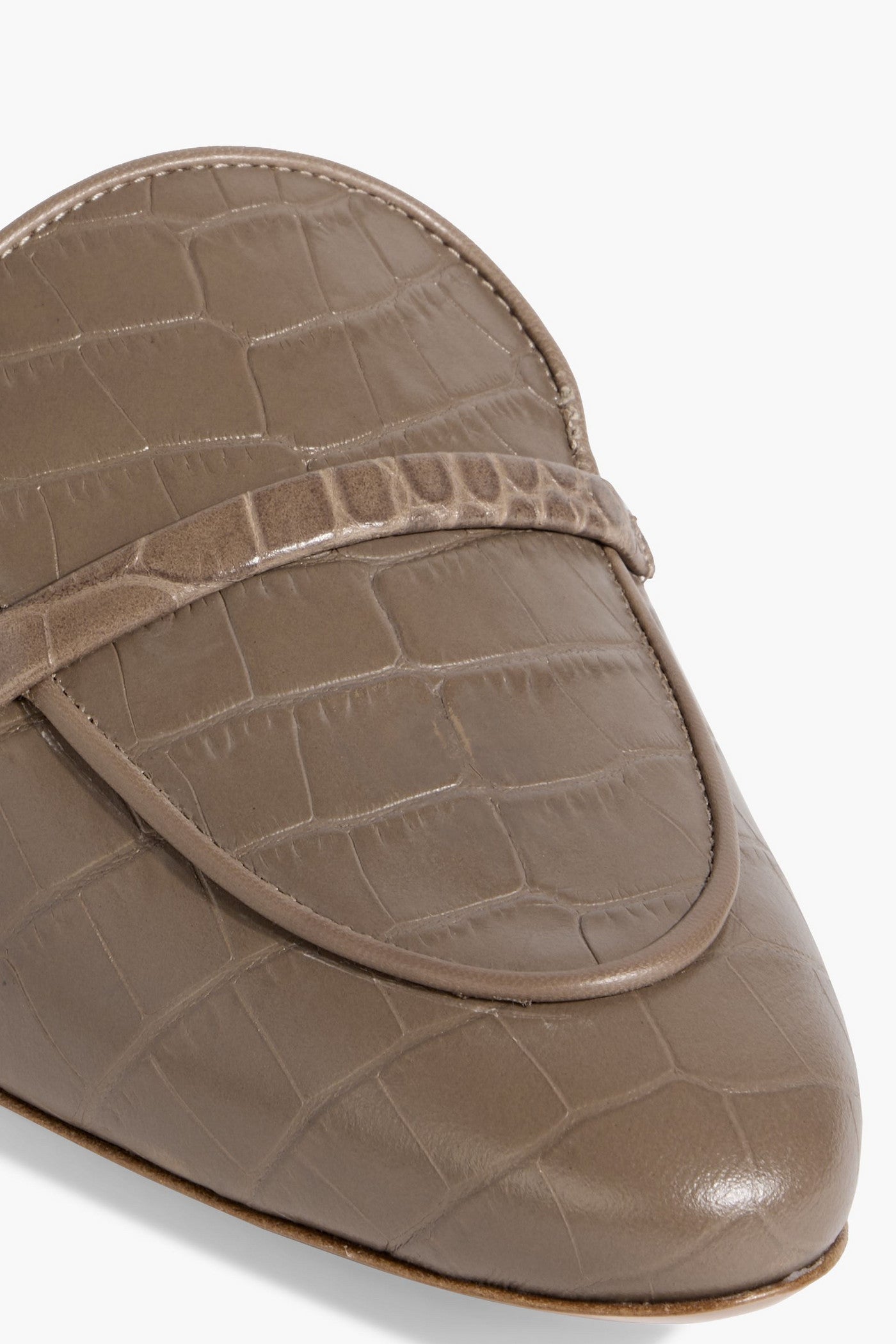 Malone Souliers Berto Croc-Effect Leather Slippers Taupe Women's
