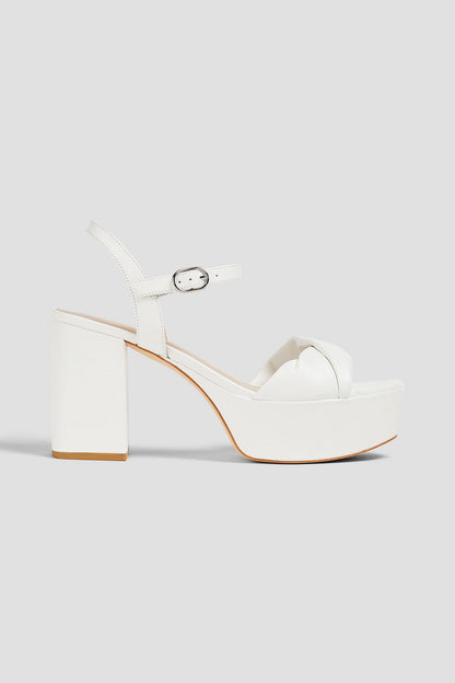 Stuart Weitzman Twisted Leather Platform Sandals White Women's