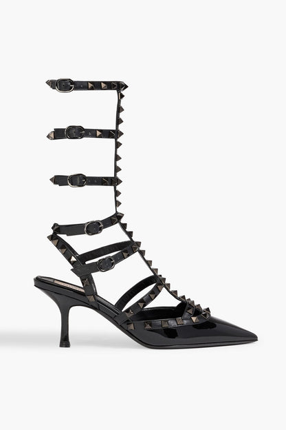 Valentino Garavani Rockstud Patent-Leather Pumps Black Women's