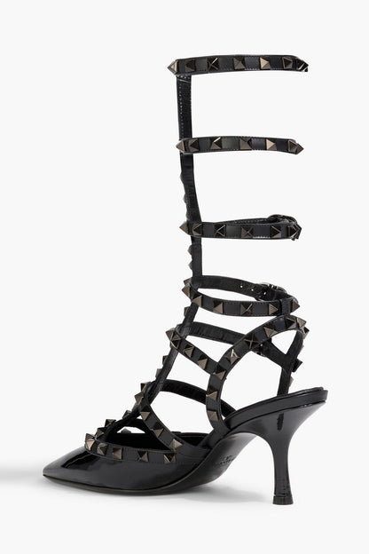 Valentino Garavani Rockstud Patent-Leather Pumps Black Women's