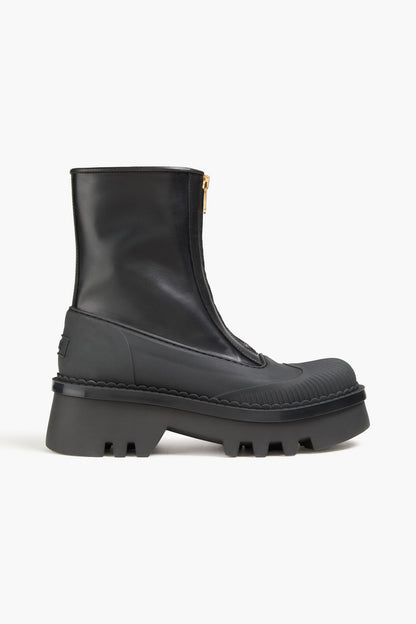 Chlo Raina Tpu-Trimmed Leather Ankle Boots Black Women's