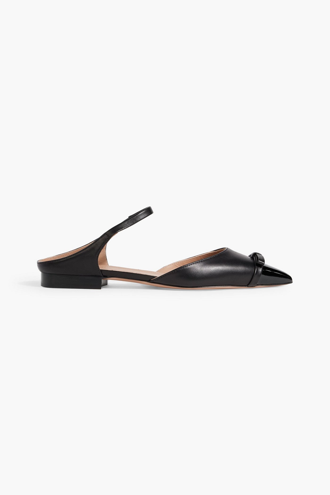 Malone Souliers Blythe 10 Bow-Detailed Leather Point-Toe Flats Black Women's