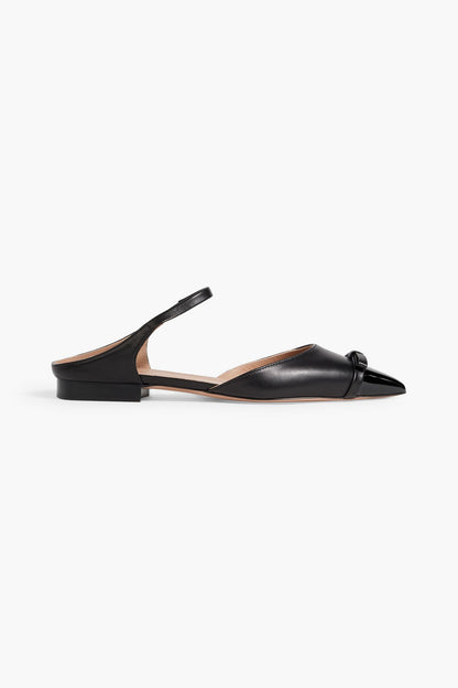 Malone Souliers Blythe 10 Bow-Detailed Leather Point-Toe Flats Black Women's