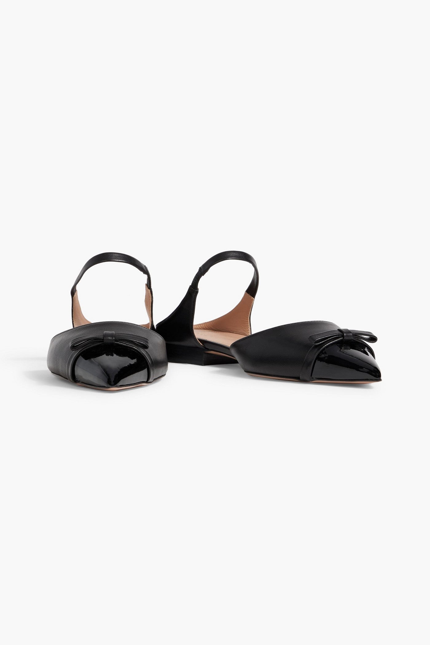 Malone Souliers Blythe 10 Bow-Detailed Leather Point-Toe Flats Black Women's