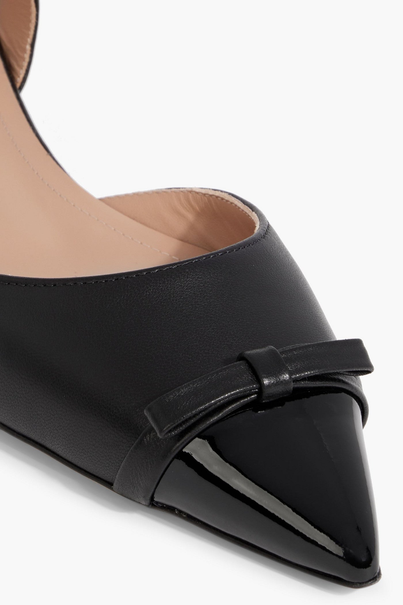 Malone Souliers Blythe 10 Bow-Detailed Leather Point-Toe Flats Black Women's