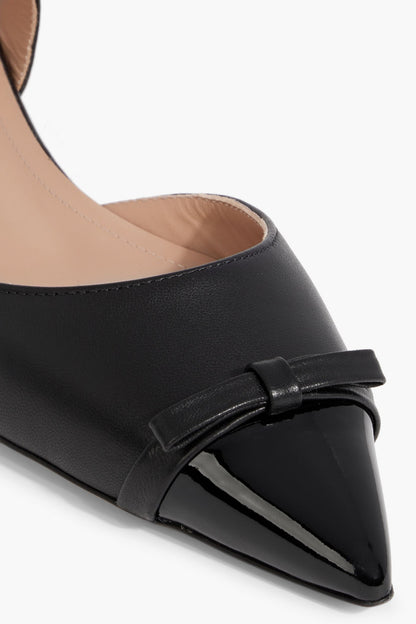 Malone Souliers Blythe 10 Bow-Detailed Leather Point-Toe Flats Black Women's