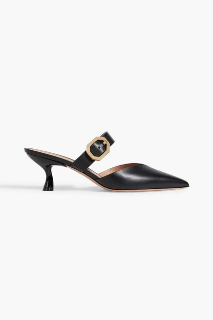 Malone Souliers Phoenix 45 Buckled Leather Mules Black Women's