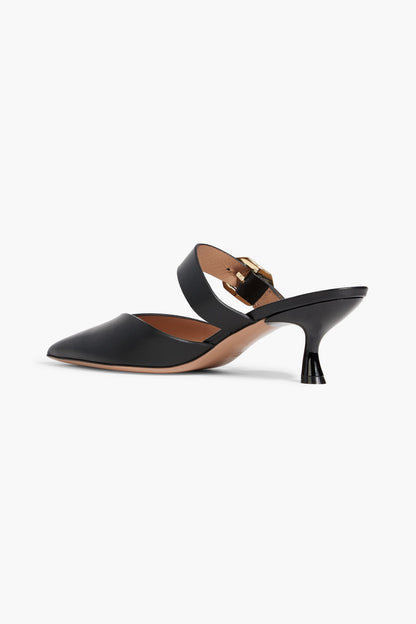 Malone Souliers Phoenix 45 Buckled Leather Mules Black Women's