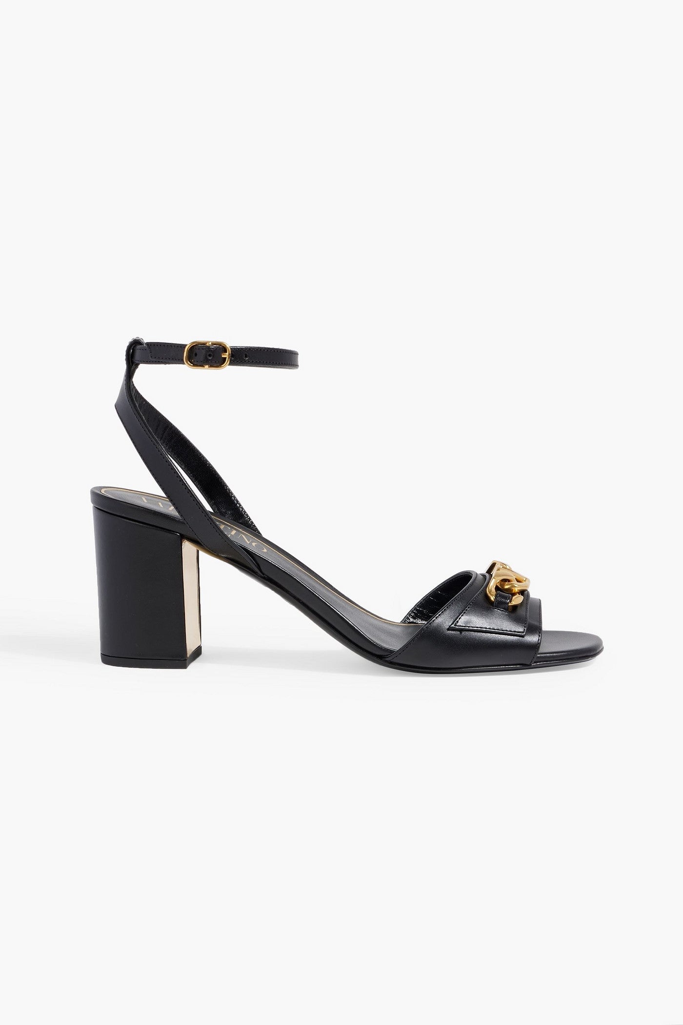 Valentino Garavani Vlogo Chain Leather Sandals Black Women's