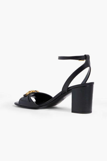 Valentino Garavani Vlogo Chain Leather Sandals Black Women's