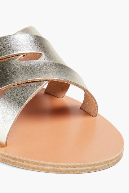 Ancient Greek Sandals Pisidia Metallic Leather Sandals Platinum Women's