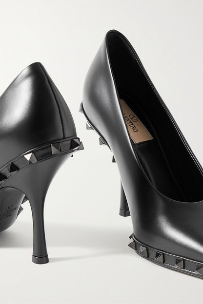 Valentino Garavani Rockstud 100 Leather Pumps Black Women's