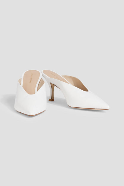 Stuart Weitzman Lulah Leather Mules White Women's