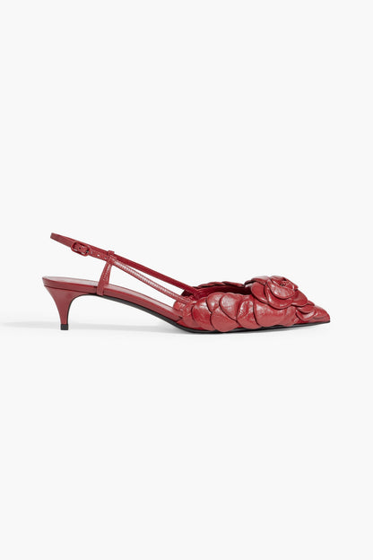 Valentino Garavani Atelier 03 Rose Edition Leather Slingback Pumps Red Women's