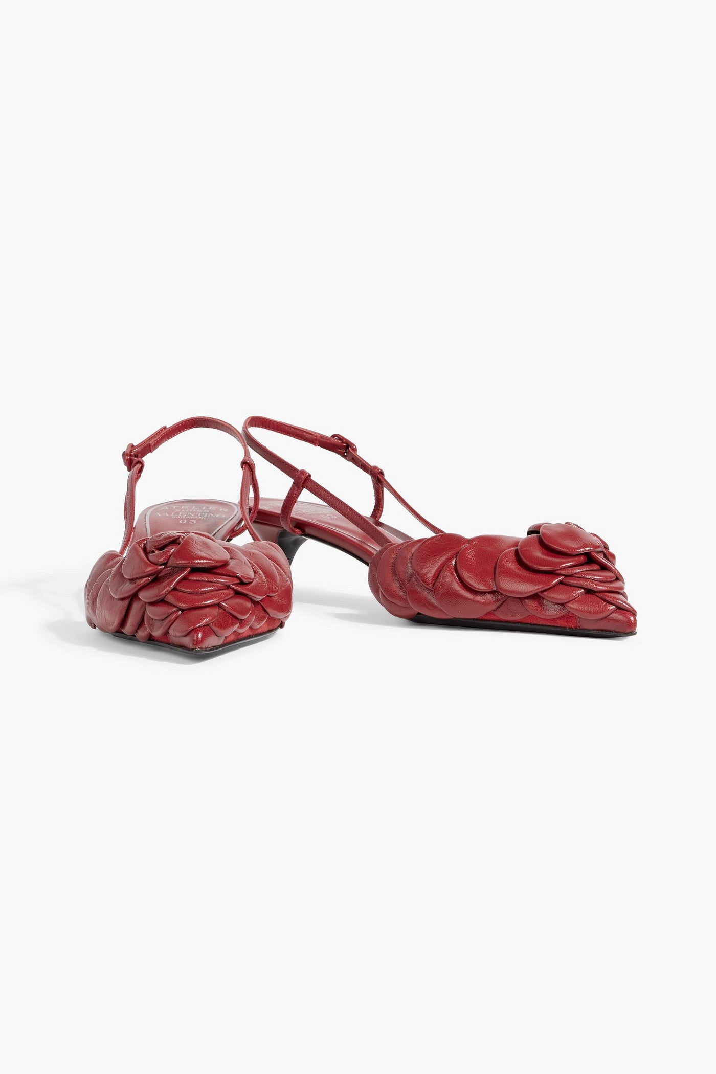 Valentino Garavani Atelier 03 Rose Edition Leather Slingback Pumps Red Women's