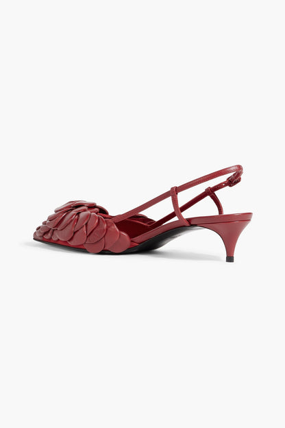 Valentino Garavani Atelier 03 Rose Edition Leather Slingback Pumps Red Women's