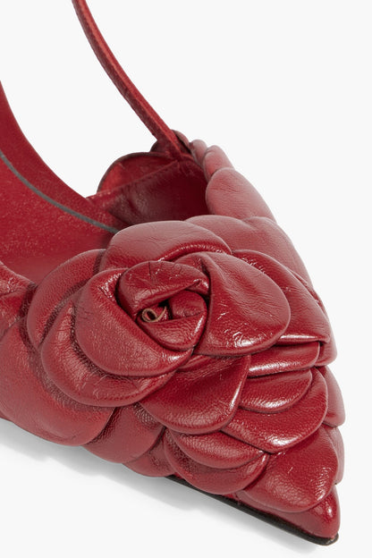 Valentino Garavani Atelier 03 Rose Edition Leather Slingback Pumps Red Women's
