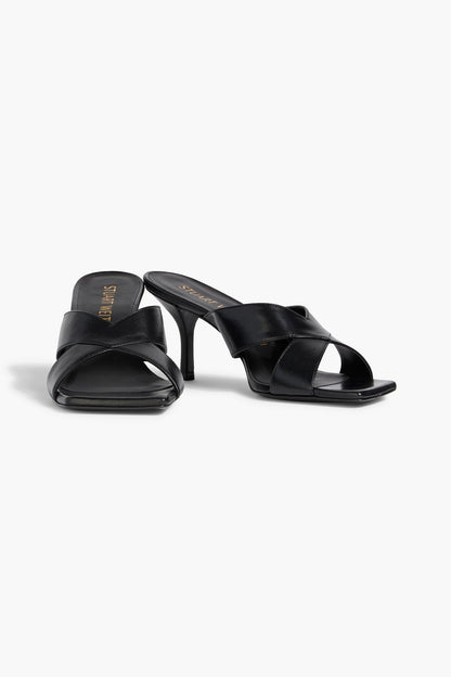 Stuart Weitzman Carmen 75 Leather Mules Black Women's
