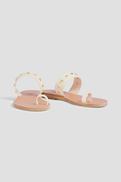 Ancient Greek Sandals Thalia Studded Leather Sandals Ivory Women's