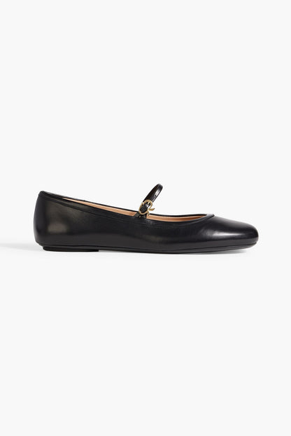 Gianvito Rossi Carla Leather Mary Jane Flats Black Women's