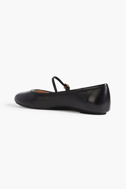 Gianvito Rossi Carla Leather Mary Jane Flats Black Women's