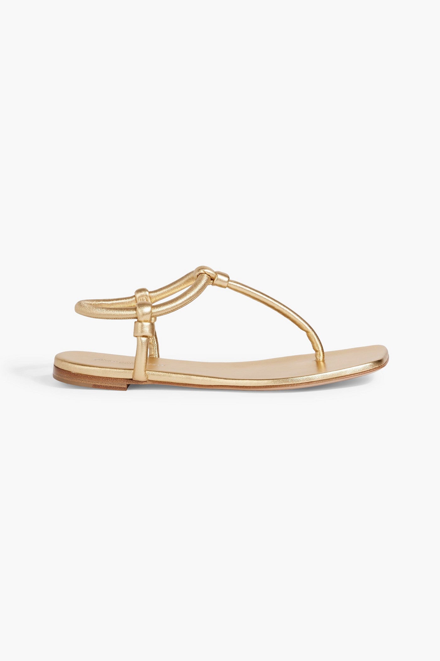 Gianvito Rossi Juno Metallic Padded Leather Sandals Gold Women's