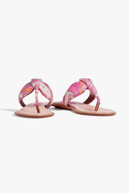 Pucci Printed Padded Twill Sandals Pink Women's