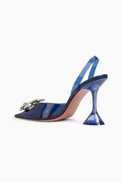Amina Muaddi Begum Crystal-Embellished Pvc Slingback Pumps Navy Women's