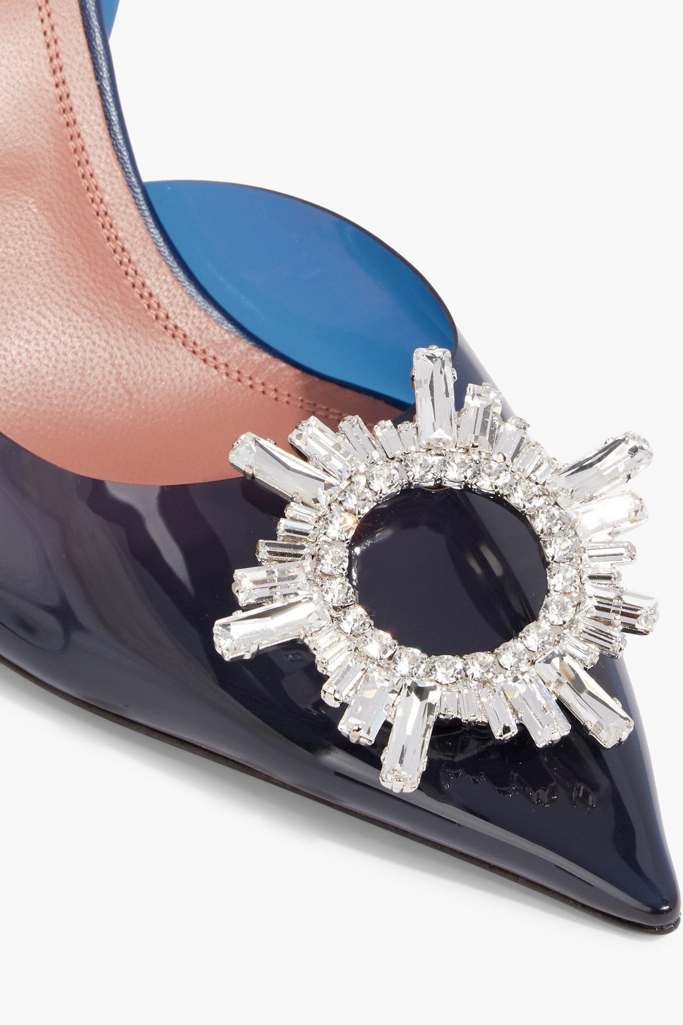 Amina Muaddi Begum Crystal-Embellished Pvc Slingback Pumps Navy Women's