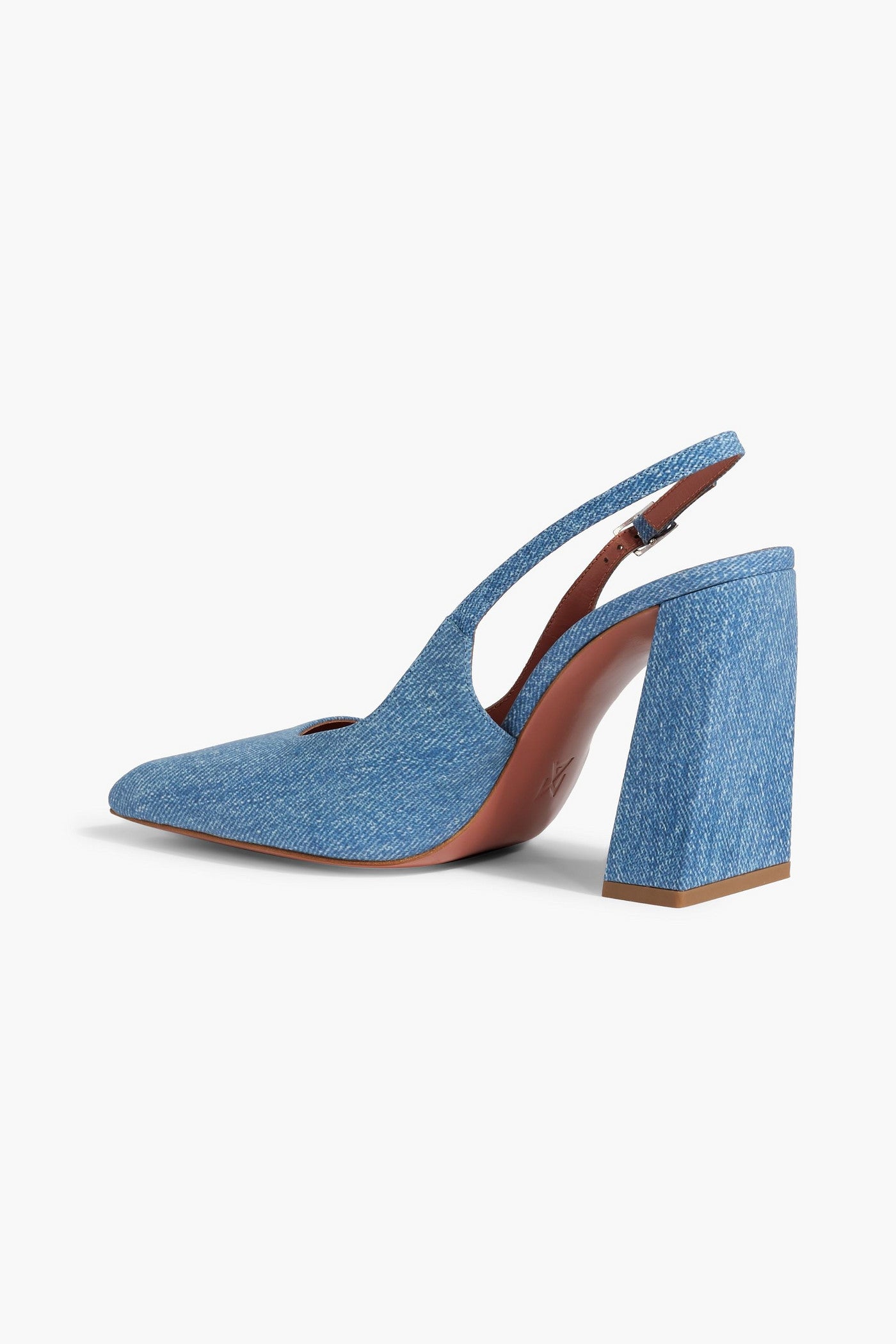 Amina Muaddi Charlotte Denim-Effect Suede Slingback Pumps Mid Denim Women's