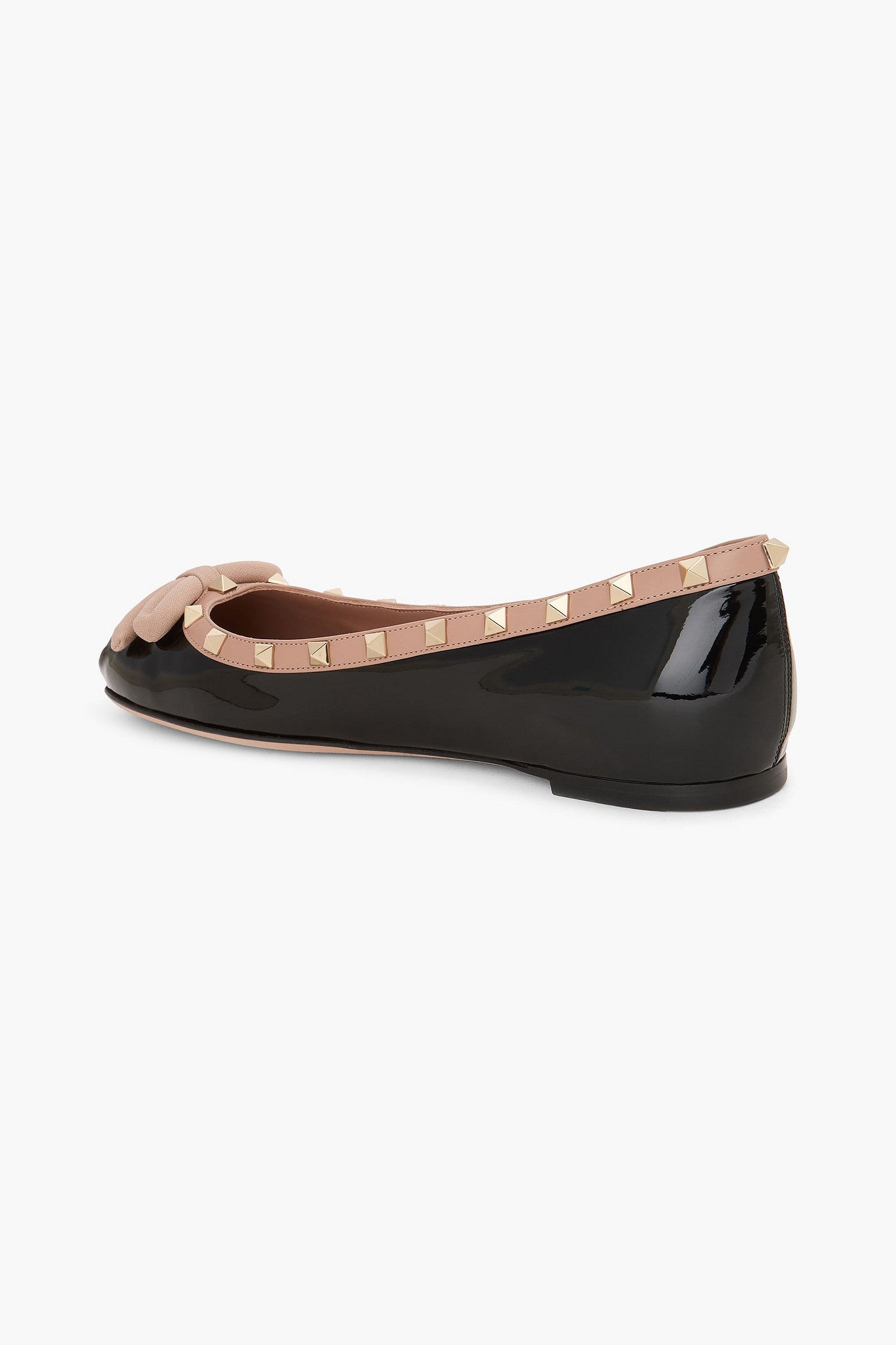 Valentino Garavani Rockstud Bow-Detailed Patent-Leather Ballet Flats Black Women's