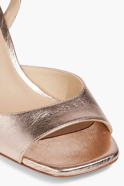 Stuart Weitzman Tia 75 Metallic Textured-Leather Sandals Rose Gold Women's