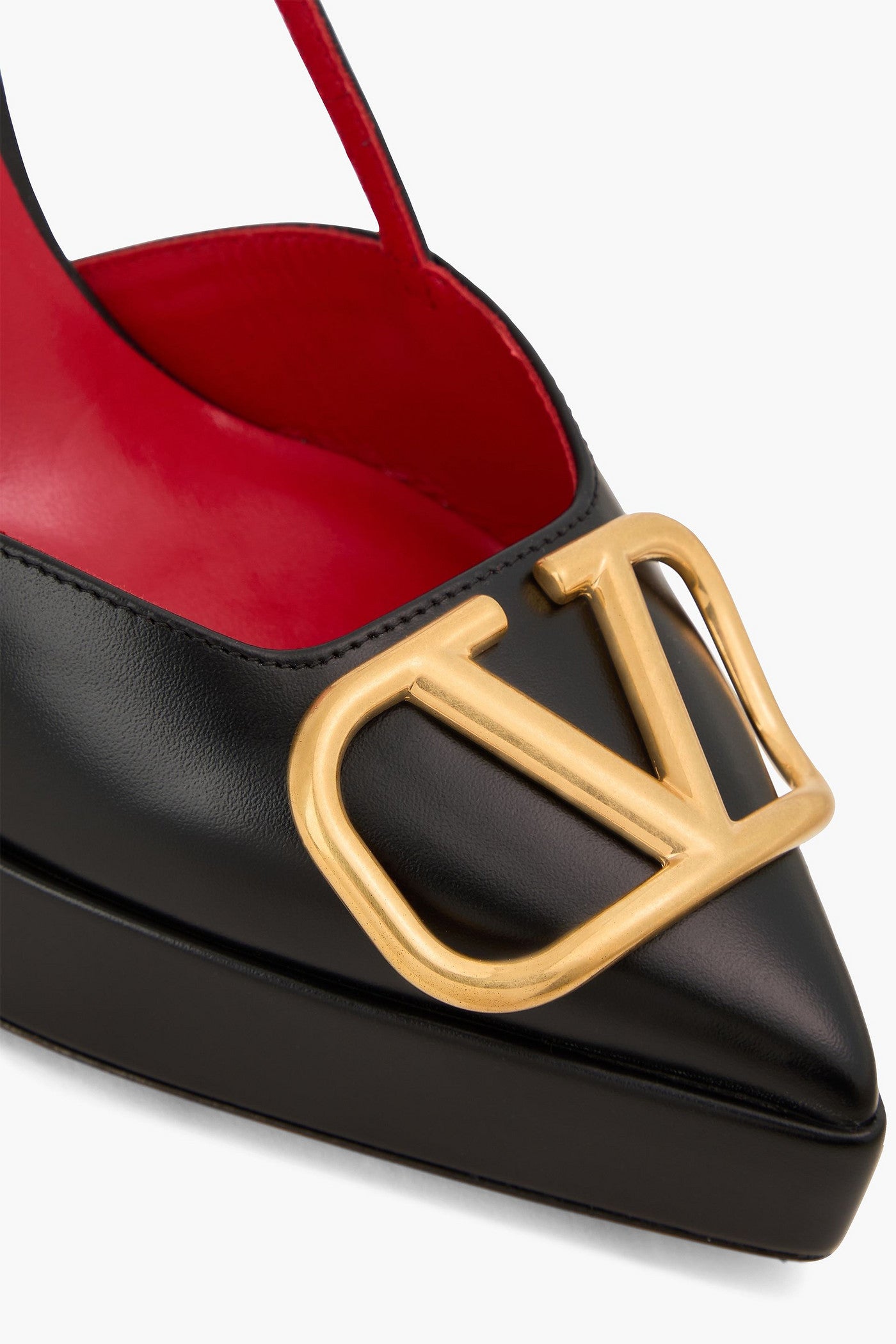 Valentino Garavani Vlogo Leather Platform Slingback Pumps Black Women's