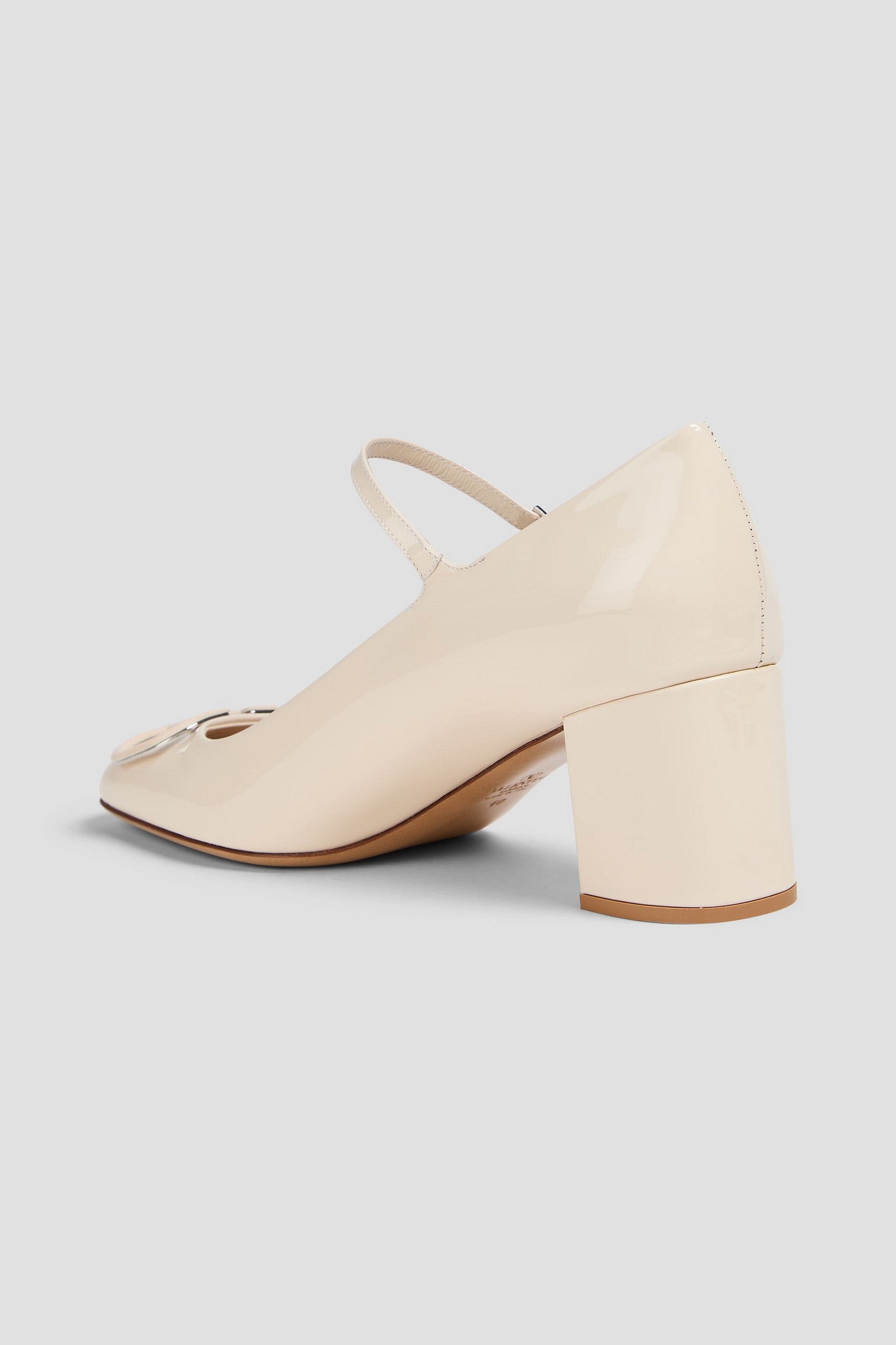 Valentino Garavani Vlogo Patent-Leather Mary Jane Pumps Ecru Women's