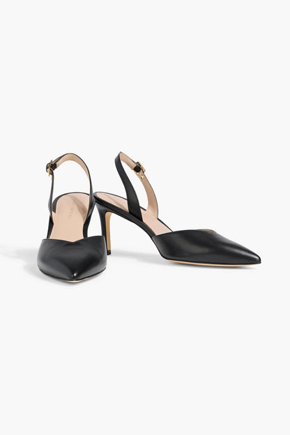Stuart Weitzman Ryder 75 Leather Slingback Pumps Black Women's