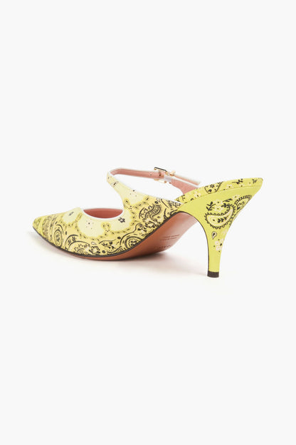 Zimmermann Paisley-Print Canvas Mules Yellow Women's