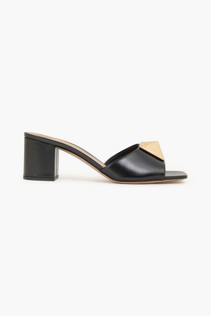 Valentino Garavani One Stud Leather Mules Black Women's