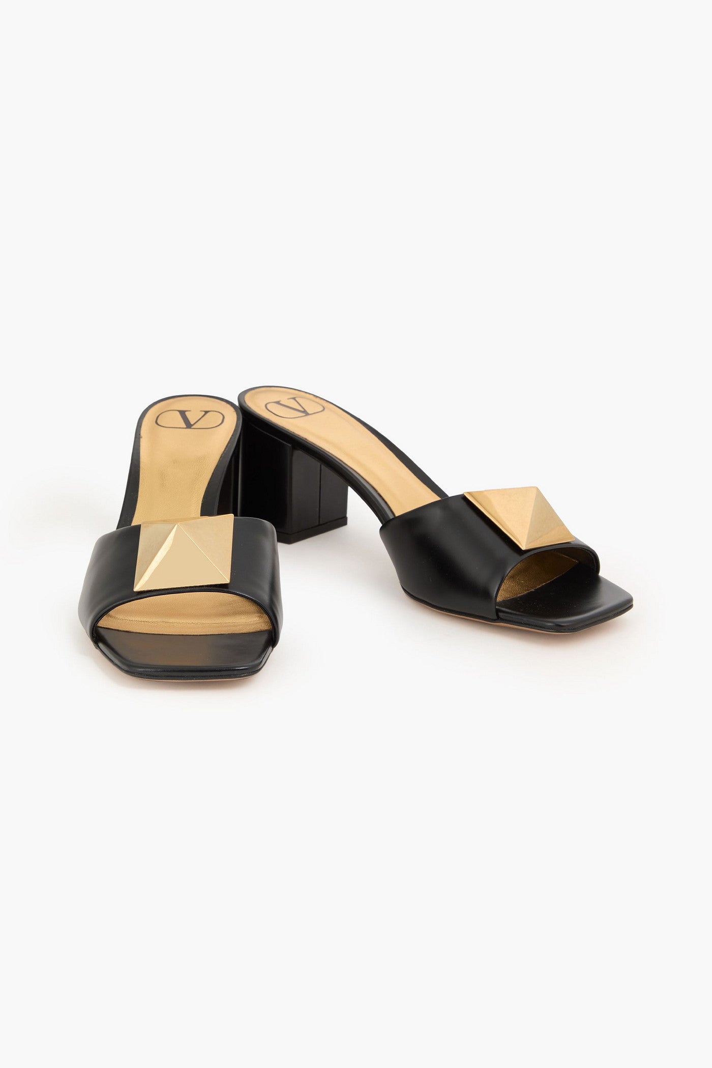 Valentino Garavani One Stud Leather Mules Black Women's