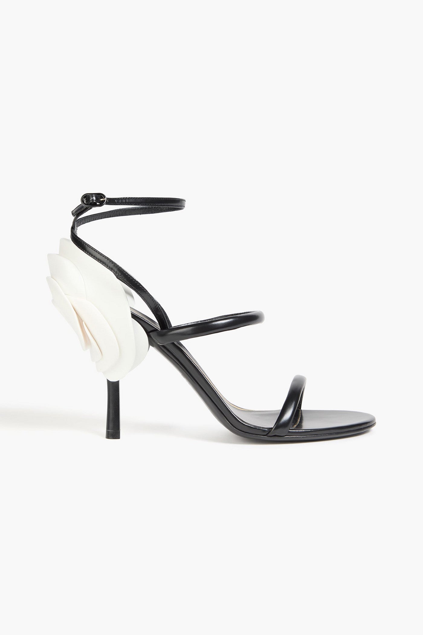 Valentino Garavani Roserouche 1959 Appliqud Leather Sandals Black Women's