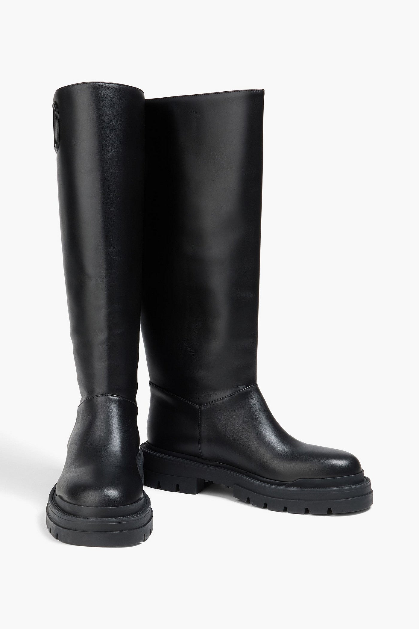 Valentino Garavani Vlogo Signature Leather Knee Boots Black Women's