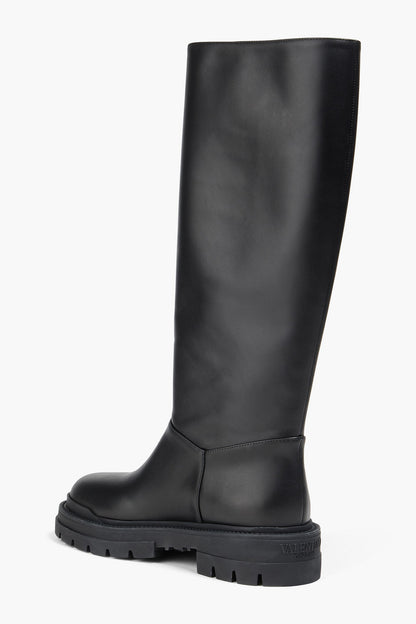 Valentino Garavani Vlogo Signature Leather Knee Boots Black Women's