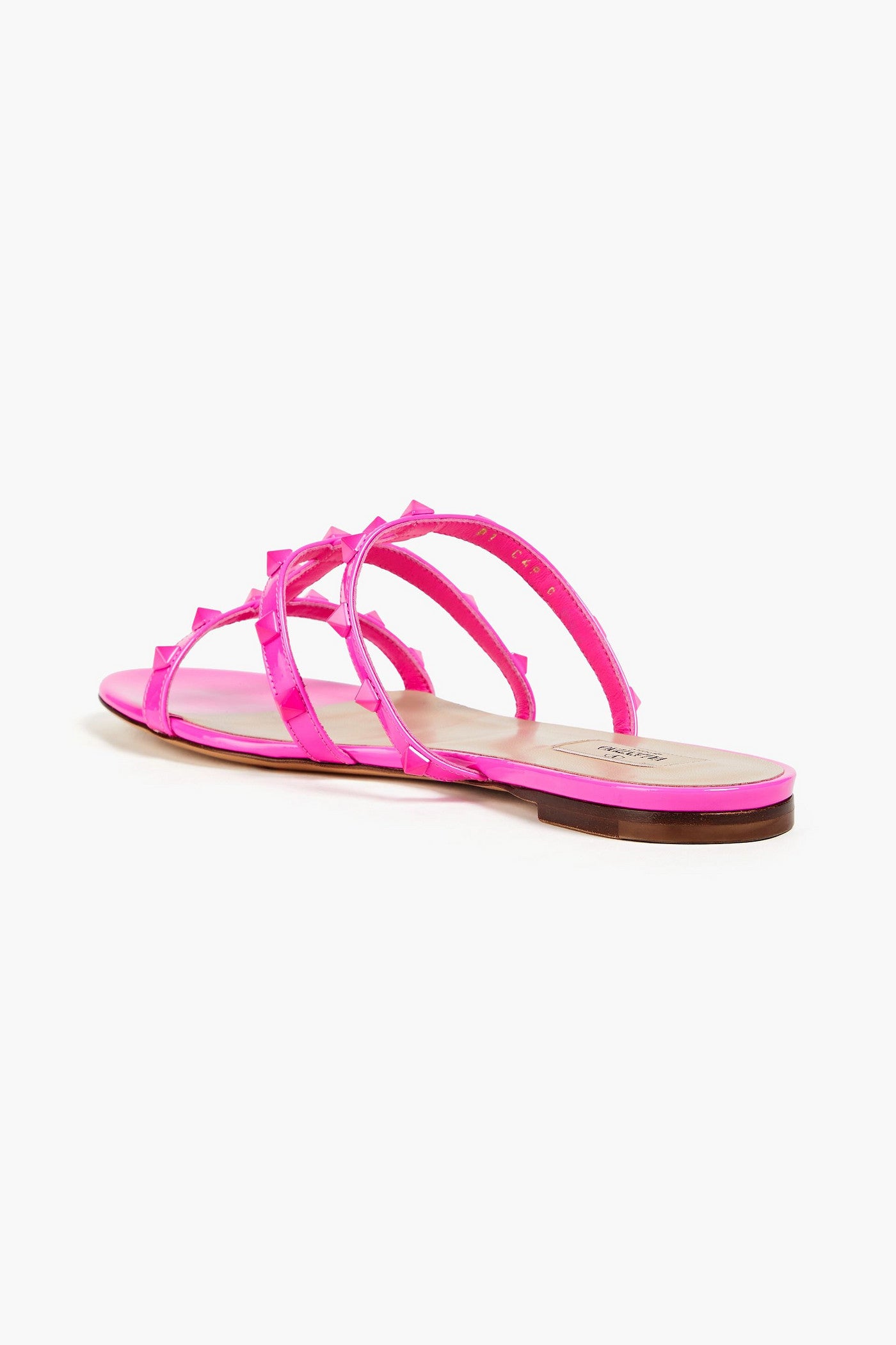 Valentino Garavani Rockstud Patent-Leather Sandals Bright Pink Women's