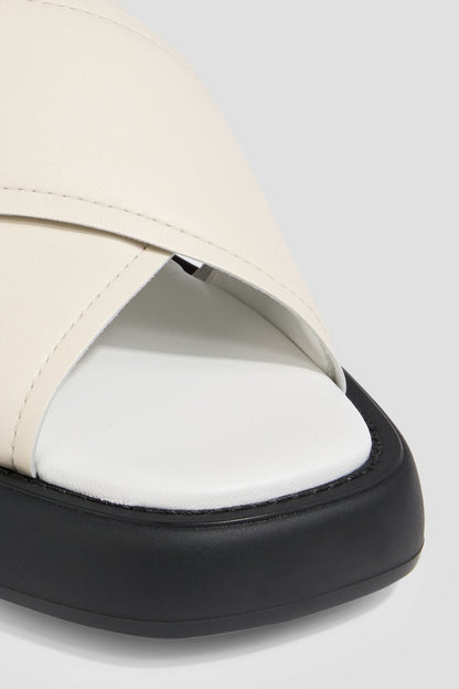 Tod's Leather Platform Slingback Sandals Ecru Women's