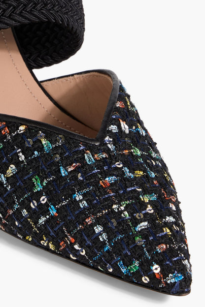 Malone Souliers Maisie 45 Sequin-Embellished Tweed Mules Black Women's