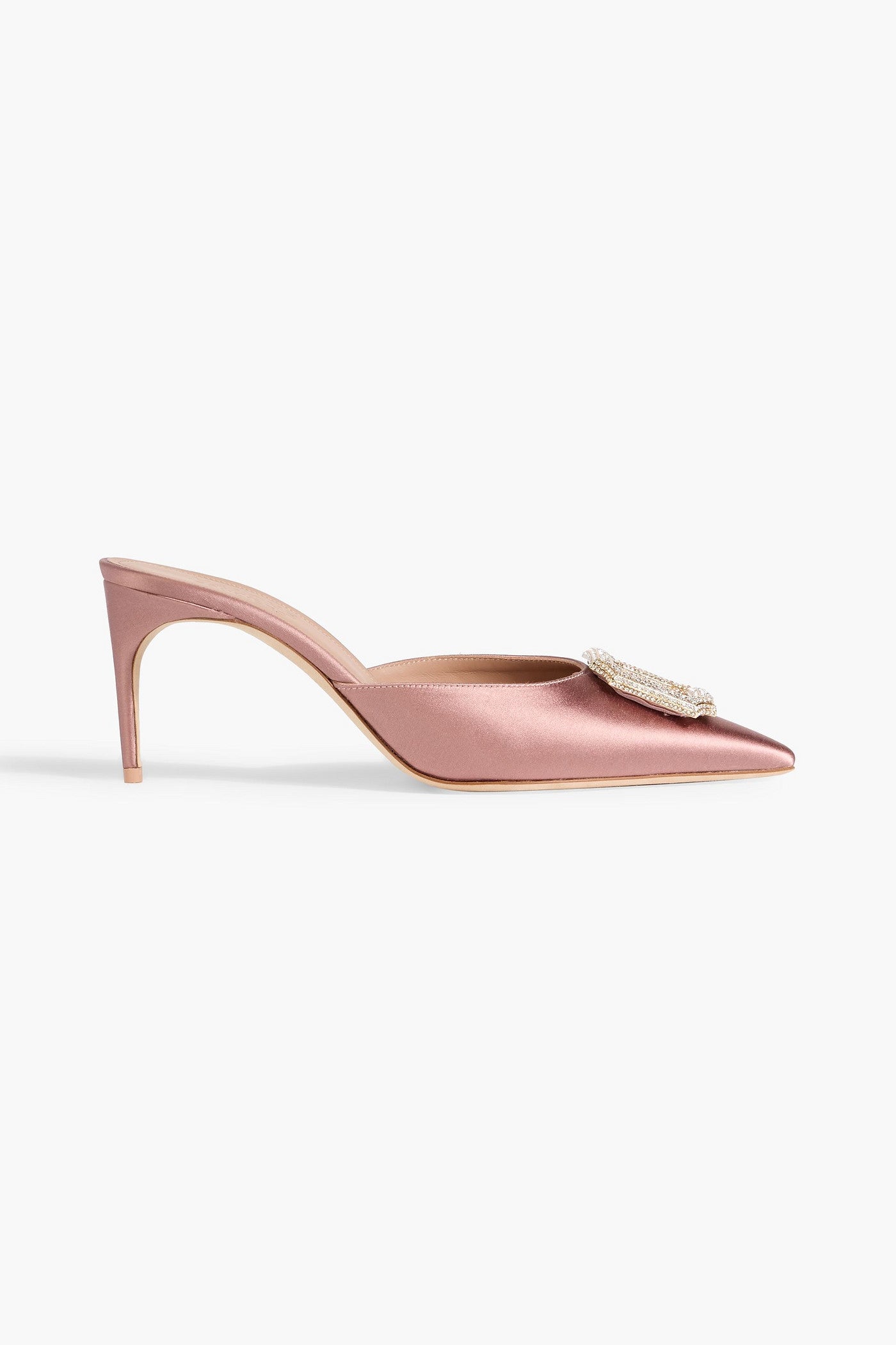 Malone Souliers Mona 70 Crystal-Embellished Satin Mules Rose Gold Women's