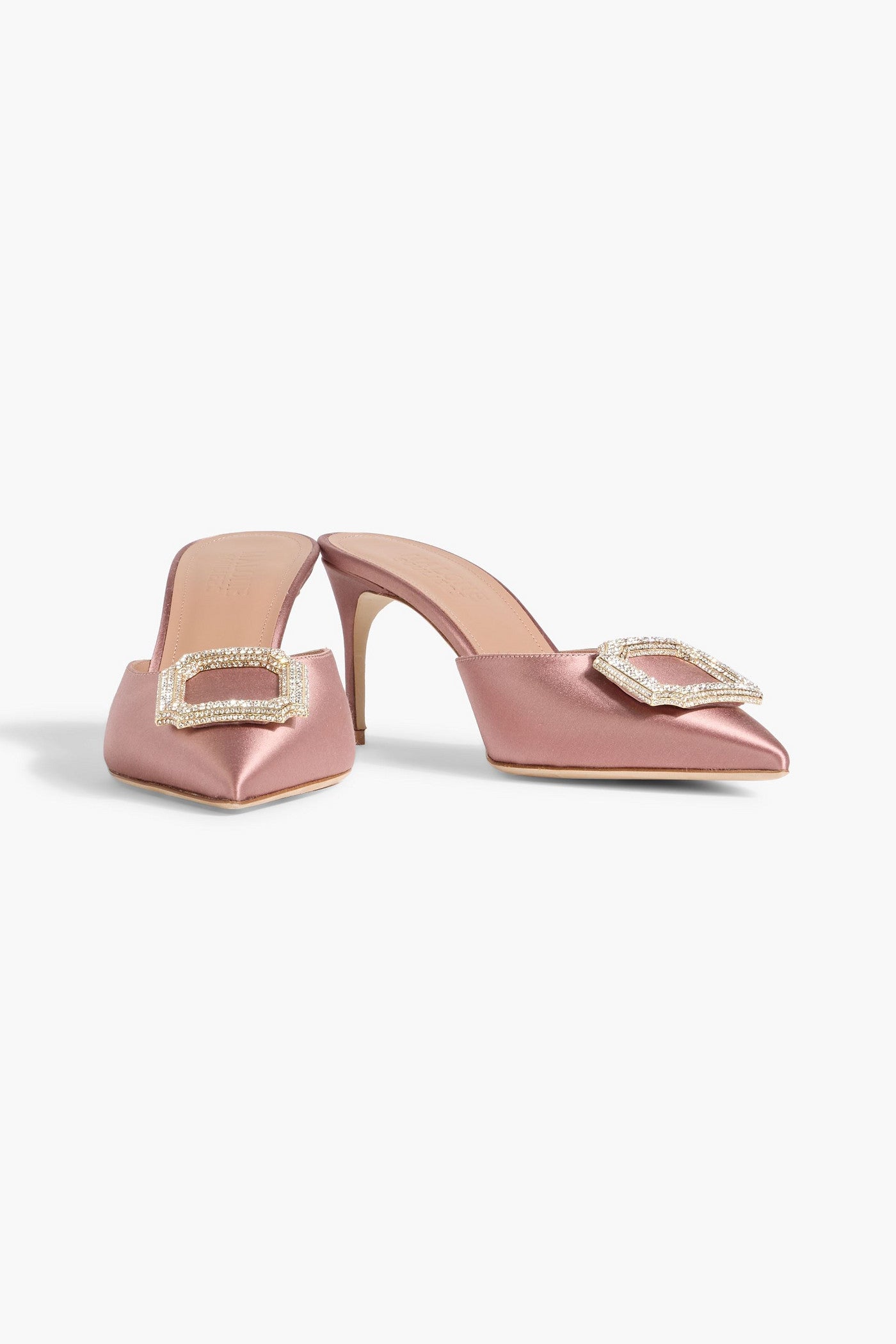 Malone Souliers Mona 70 Crystal-Embellished Satin Mules Rose Gold Women's