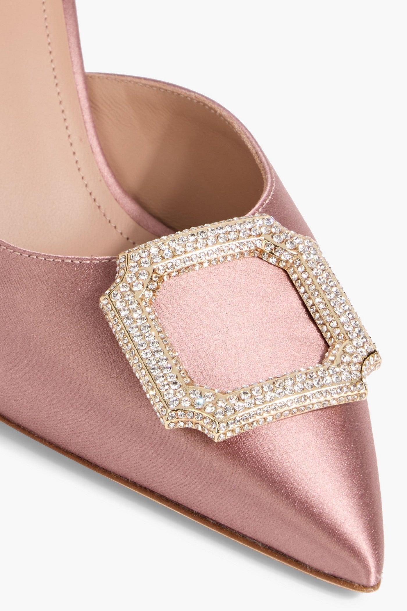 Malone Souliers Mona 70 Crystal-Embellished Satin Mules Rose Gold Women's