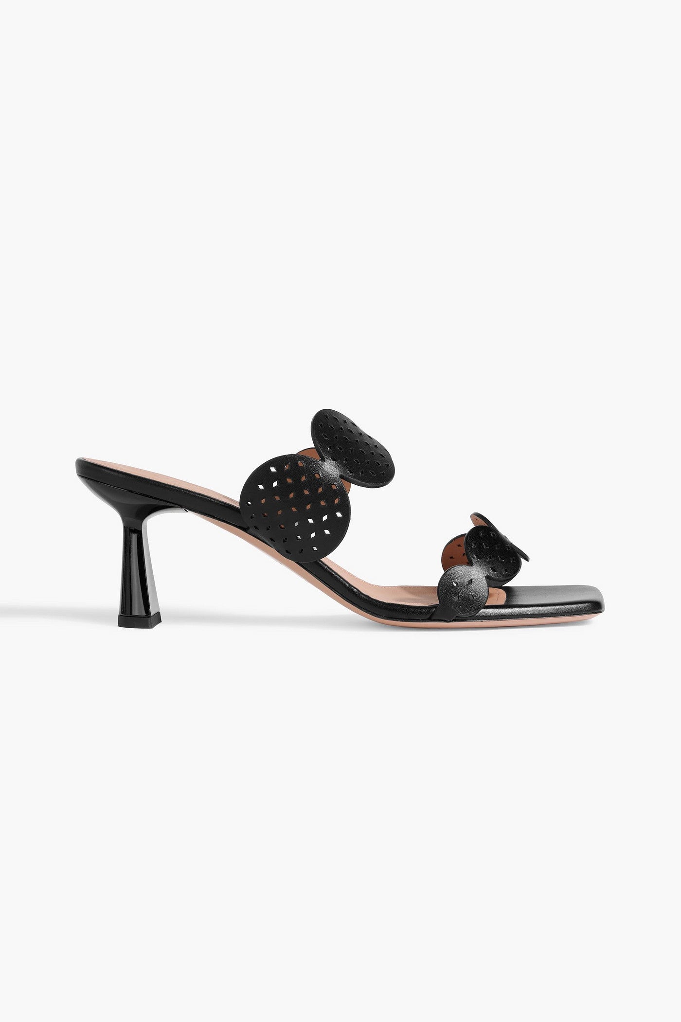 Malone Souliers Trish 65 Laser-Cut Leather Mules Black Women's